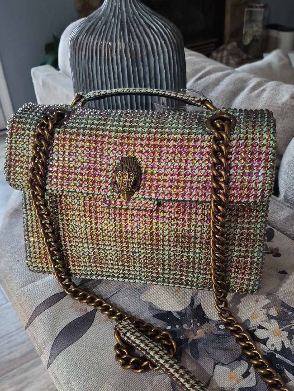 Kurt Geiger Multicolor Rhinestone Convertible Shoulderbag